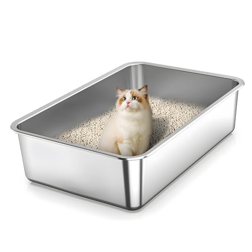Edelstahl Katzentoilette, Geruchskontrolle, Antihaft Glatte Oberfläche, rostfrei, leicht zu reinigen, Anti-Rutsch-Füße, Offene Katzentoilette,große Metall-Toilette Edelstahl Katzentoilette, Geruchskontrolle, Antihaft Glatte Oberfläche, rostfrei, leicht zu reinigen, Anti-Rutsch-Füße, Offene Katzentoilette,große Metall-Toilette von FLARUZIY