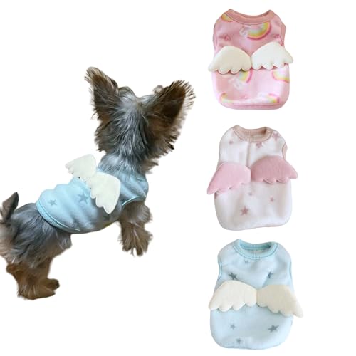 Engelskostüm für extra kleine Hunde, Kätzchen, Welpen, Pullover, Hemd, Weste für Teetasse, Chihuahua, Yorkie, 3-teilig, Größe XXS (Engel, XXS von FLAdorepet