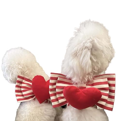 FLAdorepet 2-teiliges Hundegeschirr-Set mit Leine, Valentinstag, süßes Herz, Hundekleid, Kostüm, Haustier-Weihnachtsgeschenk, Urlaubs-Outfit, Geschenk für kleine Hunde (Rot, L) von FLAdorepet