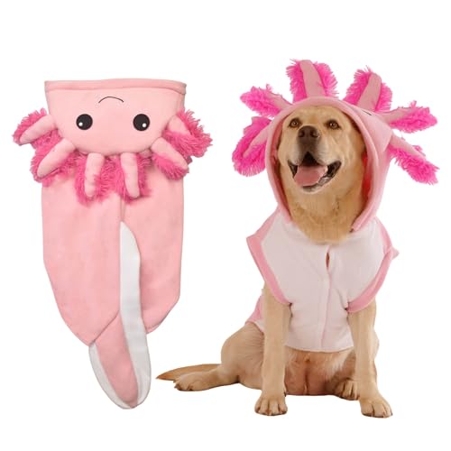 FLAdorepet Axolotl Hundekostüm, Halloween-Tierfisch-Kostüm, Outfits für mittelgroße und große Hunde, Winterwelpen, Kapuzenpullover, Pyjama, lustige Kleidung für Dogge, Labrador, Bulldogge, Größe 3XL FLAdorepet Axolotl Hundekostüm, Halloween-Tierfisch-Kostüm, Outfits für mittelgroße und große Hunde, Winterwelpen, Kapuzenpullover, Pyjama, lustige Kleidung für Dogge, Labrador, Bulldogge, Größe 3XL von FLAdorepet