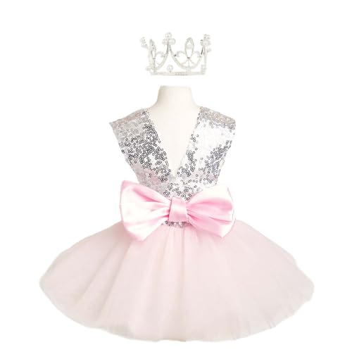 FLAdorepet Geburtstags-Outfit für Hunde mit Krone, Tutu-Rock, Party, Hochzeitskleid, Prinzessinnen-Kostüm für kleine Hunde (Rosa, Größe XL (für Haustiere von 5 - 6,8 kg)) von FLAdorepet