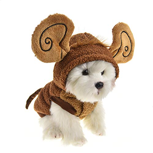FLAdorepet Halloween Hund Affe Kostüm mit großen Ohren Winter Warm Haustier Mantel Katze Kleidung Hoodie für Bulldogge Chihuahua Yorkie (Large) von FLAdorepet