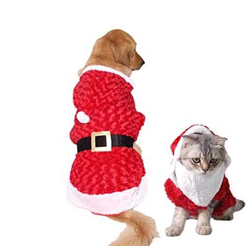 FLAdorepet Hund Weihnachten Kostüm Hund Weihnachtsmann mit Schnurrbart Kostüme Outfit Winter Hoodie Mantel Kleidung für kleine mittelgroße große Hunde Katzen (groß, rot) von FLAdorepet
