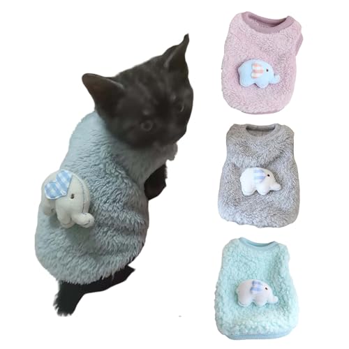 FLAdorepet Hunde-/Katzenkleidung für Chihuahua, Yorkie, warm, Fleece, für kleine und extra kleine Hunde (Elefant, XXS (Haustiere unter 0,5 kg), 3 Packungen von FLAdorepet