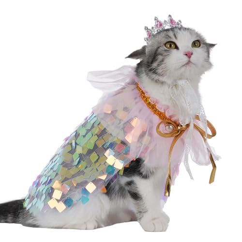 FLAdorepet Hunde-Prinzessinnenkleid mit Strass-Krone, Umhang für Haustiere, Katzen, Umhang, Geburtstagsparty, Hochzeit, Verkleidung, Outfits, Regenbogen-Meerjungfrau, Halloween-Kostüm für kleine FLAdorepet Hunde-Prinzessinnenkleid mit Strass-Krone, Umhang für Haustiere, Katzen, Umhang, Geburtstagsparty, Hochzeit, Verkleidung, Outfits, Regenbogen-Meerjungfrau, Halloween-Kostüm für kleine von FLAdorepet