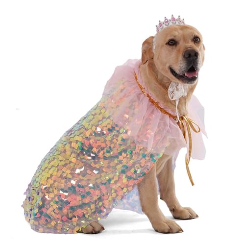 FLAdorepet Hunde-Prinzessinnenkleid mit Strass-Krone, Umhang für Haustiere, Katzen, Umhang, Geburtstagsparty, Hochzeit, Verkleidung, Outfits, Regenbogen-Meerjungfrau, Halloween-Kostüm für kleine FLAdorepet Hunde-Prinzessinnenkleid mit Strass-Krone, Umhang für Haustiere, Katzen, Umhang, Geburtstagsparty, Hochzeit, Verkleidung, Outfits, Regenbogen-Meerjungfrau, Halloween-Kostüm für kleine von FLAdorepet