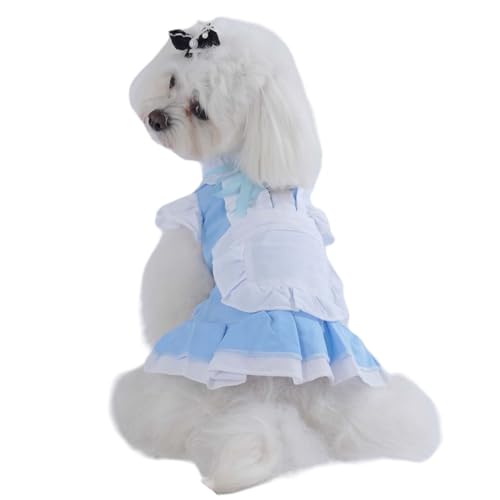 FLAdorepet Hundekleid mit Haarschleife, Halloween-Prinzessinnen-Kostüm, Outfits für kleine und mittelgroße Hunde, Dienstmädchen, Anime, Pionier-Mädchen, Katzenkleid, Sommerkleidung mit Leinen-Ring von FLAdorepet