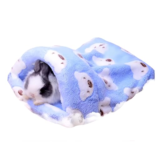 FLAdorepet Ratten-Hamsterhausbett Winter Warm Fleece Kleines Haustier Eichhörnchen Chinchilla Kaninchen Meerschweinchen Bett Haus Käfig Nest Hamster Zubehör (L, blau) von FLAdorepet