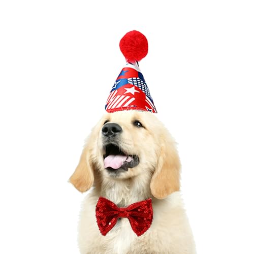 FLAdorepet Unabhängigkeitstagskostüm für Hunde, Onkel Sam, Hut und Fliege mit Halsband, amerikanische Flagge, 4. Juli, Halloween-Kostüm, Outfits für kleine und große Hunde (Blau, Einheitsgröße) von FLAdorepet