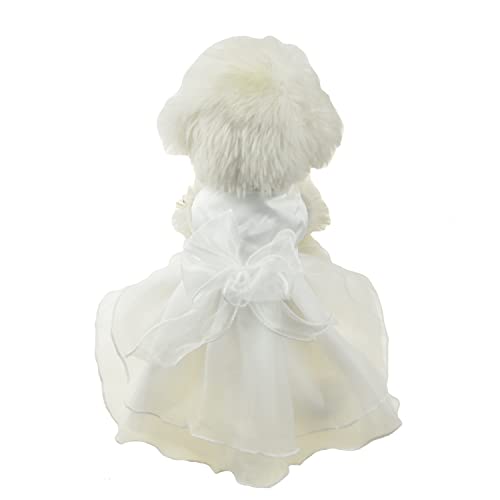 FLAdorepet Weißes Hundekleid Tutu Prinzessin Rock mit Schleife Hund Luxus formelle Party Geburtstag Hochzeit Kleid Braut Kostüm für kleine mittelgroße Hunde (5-6,8 kg), Weiß) von FLAdorepet