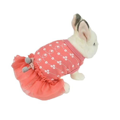 Süßes Kaninchenkleid für Mini-Hunde, Chinchilla, Oster-Kostüm, Outfits, XXS (Brustumfang 23,9 cm), rot) von FLAdorepet