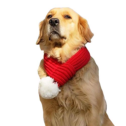 Weihnachtsmann-Schal für kleine bis große Hunde, Haustier-Urlaubsparty-Kostüm, Hundezubehör (Größe L, Rot) von FLAdorepet