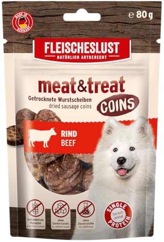 Meat&Treat Coins Rind (10x100g), Hundeleckerli getreidefrei, Hunde-Snack fürs Hundetraining, Ergänzungsfutter, Trockensnack von Fleischeslust von FLEISCHESLUST NATÜRLICH ARTGERECHT