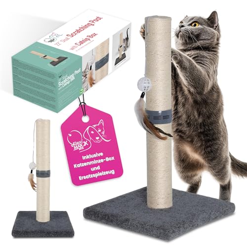 Kratzbaum Katze mit Catnip FLEXIMAXX Pets® katzenkratzbaum mittel Sisal 30x30x54 cm, kratzbaum klein Beige und Grau von FLEXIMAXX PETS