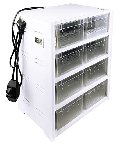 Winterfestes Reptilien-Futter- & Zucht-Terrarium: isoliertes PVC-Gehege für kleine Schlangen, gehörnte Frösche, Vogelspinnen - belüftetes, ausbruchsicheres Design mit herausziehbaren Schalen, weiß von FLFLF