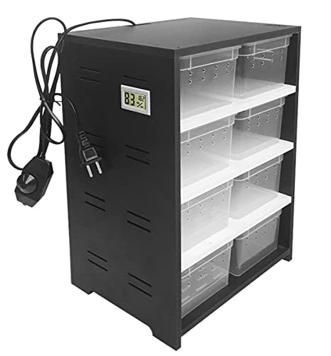 Winterfestes Reptilien-Futter- & Zucht-Terrarium: isoliertes PVC-Gehege für kleine Schlangen, gehörnte Frösche, Vogelspinnen - belüftetes, ausbruchsicheres Design mit herausziehbaren Schalen, schwarz von FLFLF