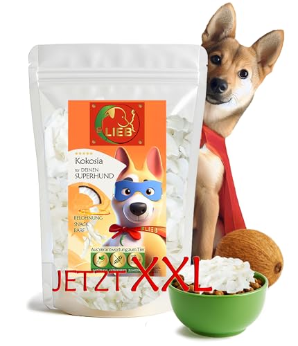 100% Kokos ohne Zusätze! Leckerchen, ZECKENSCHUTZ, ENTWURMEND, FELLGLANZ, getreidefreie Kokoschips, Kokosflocken Premium Qualität, Hundeleckerli • Snack • Barf • Vital Gesund von FLIEB