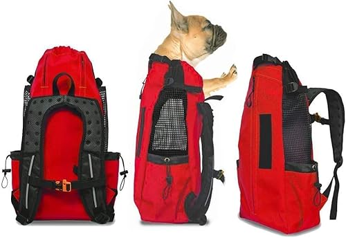 FLKENNEL Hunderucksack für mittelgroße kleine Hunde, Komfortrucksack-Tragetasche, Oberseite offen, weiche Seite, atmungsaktives Netz für Reisen, Wanderabenteuer, Camping im Freien,Red,M von FLKENNEL