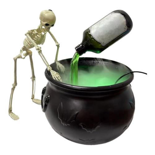 Halloween-Dekorationen für den Innenbereich, Kessel, Halloween-Dekor mit magischen schwimmenden Trankflaschen und Diffusor, schwarze Kunststoff-Hexenschüssel, Skelett-Party-Dekoration für gruselige Halloween-Dekorationen für den Innenbereich, Kessel, Halloween-Dekor mit magischen schwimmenden Trankflaschen und Diffusor, schwarze Kunststoff-Hexenschüssel, Skelett-Party-Dekoration für gruselige von FLKWOP