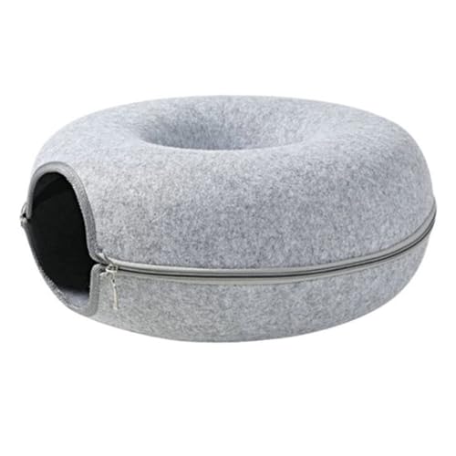 Donutkorb für Katzen und Hunde - Hellgrau - Durchmesser 61 cm - Katzenbett - Hundekorb von FLOKOO