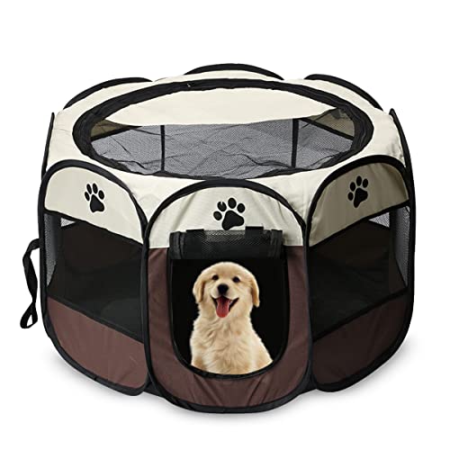 FLOKOO Hundebox Faltbar | L 91 cm | Hundetransportbox | Laufstall Hund | Hunde Box | Box Mittelgroße Hunde | Faltbare Transportbox für Mittelgroße Hunde | Hund Box Auto | von FLOKOO