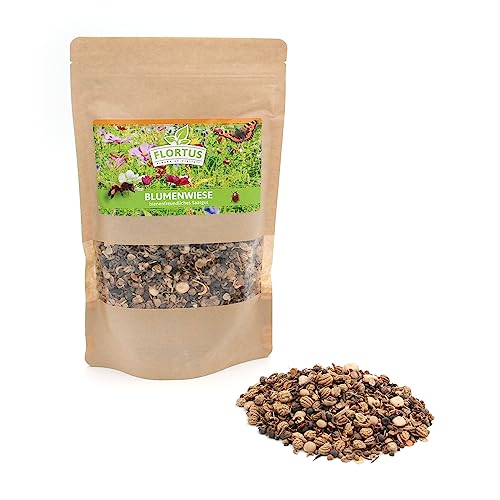 FLORTUS Blumenwiese | Wildblumenmischung 1 l Doypack | Bienenfreundliche Blumenwiese Samen | Blumensamen für Bienenweide | Saatgut Bunte Wiesenblumen Mischung | Nahrung für zahlreiche Insekten von FLORTUS Freude an Vielfalt