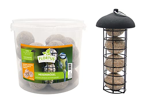 FLORTUS Meisenknödelhalter mit 30 Stück Meisenknödel | Vogelfutterhaus mit hochwertigen Meisenknödel ohne Netz als Vogelfutter | Bird Feeder FLORTUS Meisenknödelhalter mit 30 Stück Meisenknödel | Vogelfutterhaus mit hochwertigen Meisenknödel ohne Netz als Vogelfutter | Bird Feeder von FLORTUS Freude an Vielfalt