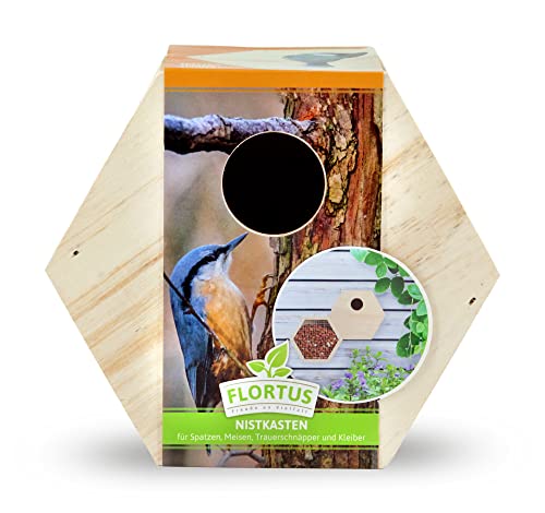 FLORTUS Nistkasten aus Holz in Hexagon-Form mit den Maßen 15x13x10 cm | Nistkasten für Vögel für draußen | Vogelhaus Wildvögel | Nistkästen für Vögel FLORTUS Nistkasten aus Holz in Hexagon-Form mit den Maßen 15x13x10 cm | Nistkasten für Vögel für draußen | Vogelhaus Wildvögel | Nistkästen für Vögel von FLORTUS Freude an Vielfalt