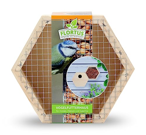 FLORTUS Vogelfutterhaus aus Holz in Hexagon-Form mit den Maßen 15x13x6 cm | Vogelfutterspender kleine Wildvögel | Vogelhaus zum aufhängen Vogelhaus FLORTUS Vogelfutterhaus aus Holz in Hexagon-Form mit den Maßen 15x13x6 cm | Vogelfutterspender kleine Wildvögel | Vogelhaus zum aufhängen Vogelhaus von FLORTUS Freude an Vielfalt