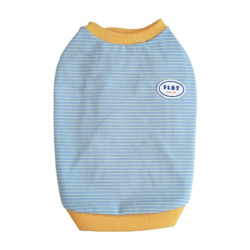 FLOT Ärmelloses Designer-Hunde-T-Shirt, hochwertige Materialien, maßgeschneiderte Passform, gestreift, trendiges Design und hergestellt in Korea (Mint/Gelb), Größe XL von FLOT