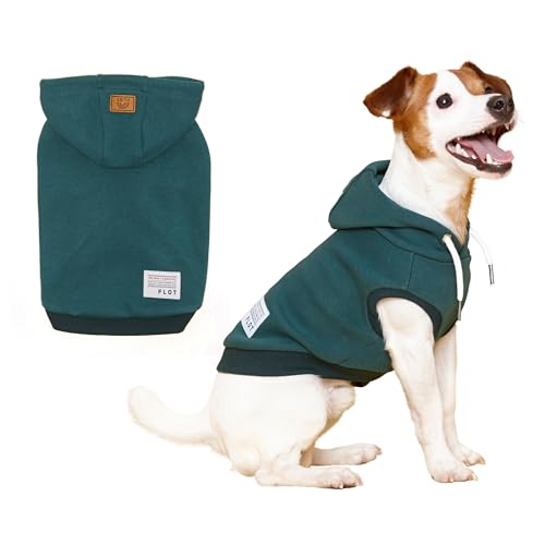 FLOT Designer-Hunde-Kapuzenpullover, hochwertige Materialien, maßgeschneiderte Passform, Activewear für Hunde, einfarbig, trendig, entworfen und hergestellt in Korea, Größe L, Grün von FLOT