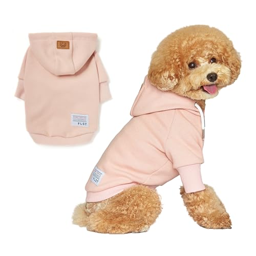 FLOT Designer-Hunde-Kapuzenpullover, hochwertige Materialien, maßgeschneiderte Passform, einfarbig, trendiges Design und hergestellt in Korea, Größe L (Pink) von FLOT