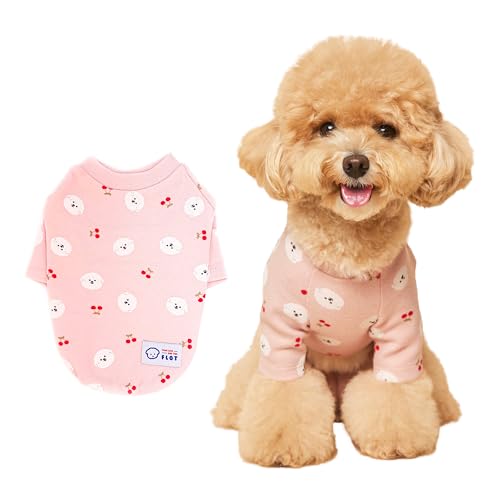FLOT Designer-Hunde-Shirt, niedliches Kirsch-Welpen-Design, bequeme Premium-Materialien, maßgeschneiderte Passform, entworfen und hergestellt in Korea, Größe L von FLOT