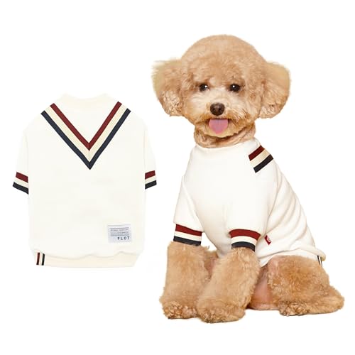 FLOT Designer-Hunde-Sweatshirt, hochwertige Materialien, maßgeschneiderte Passform, luxuriöser, trendiger Pullover, entworfen und hergestellt in Korea (Elfenbein), Größe L von FLOT