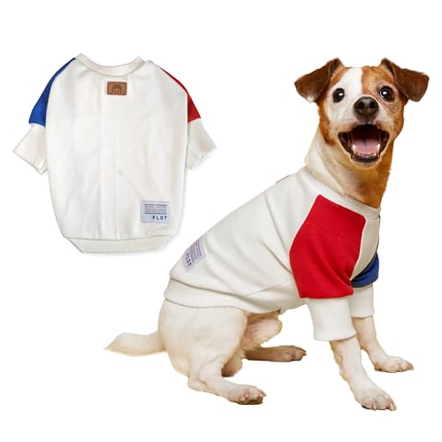 FLOT Designer-Hunde-Sweatshirt, hochwertige Materialien, maßgeschneiderte Passform, trendiges Design und hergestellt in Korea, Größe L, Rot / Blau von FLOT
