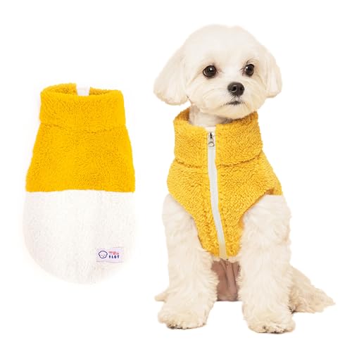FLOT Flauschige Fleece-Weste für Hunde, mit Reißverschluss, warm, ärmellos, Rollkragen, hochwertige Materialien, maßgeschneiderte Passform, entworfen und hergestellt in Korea, Größe L von FLOT