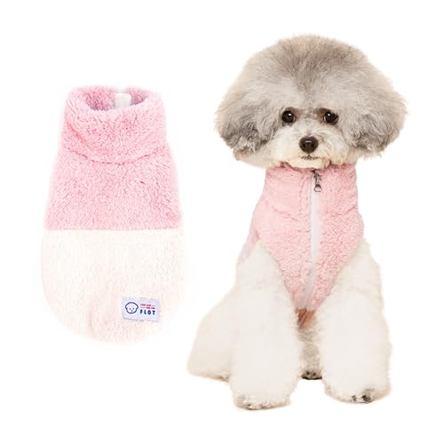 FLOT Flauschige Fleece-Weste für Hunde, mit Reißverschluss, warm, ärmellos, Rollkragen, hochwertige Materialien, maßgeschneiderte Passform, entworfen und hergestellt in Korea, Größe M von FLOT