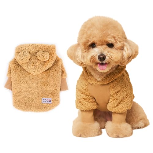 FLOT Flauschiger Fleece-Bären-Kapuzenpullover für Hunde, bequeme Premium-Materialien, maßgeschneiderte Passform, entworfen und hergestellt in Korea, Größe L von FLOT