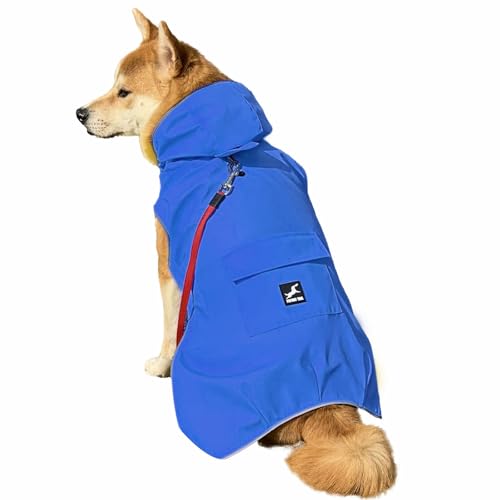 Regenmantel für Hunde, wasserdicht, reflektierend, leichter Kapuzenponcho mit verstellbarem Bauchgurt und Loch für die Leine, Regenmantel für 2 x kleine bis 5 XL, einfach zu tragen (Blau, Größe M) Regenmantel für Hunde, wasserdicht, reflektierend, leichter Kapuzenponcho mit verstellbarem Bauchgurt und Loch für die Leine, Regenmantel für 2 x kleine bis 5 XL, einfach zu tragen (Blau, Größe M) von FLYING TAIL