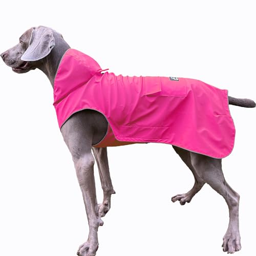 FLYING TAIL Nicht steif, superweicher Hunde-Regenmantel, reflektierend, verstellbar, leicht zu tragen, Loch für die Leine für 2 x kleine Rassen - 5XL, Rosa, Größe L von FLYING TAIL