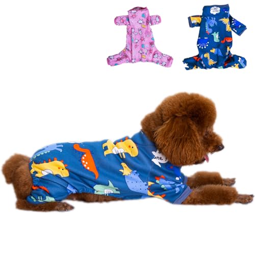 Flying Tail Fleece-Innenschlafanzug für Hunde, niedlicher Herz-Pyjama, Welpen-Overall, warm, weich, Urlaubskleidung für kleine, mittelgroße und große Katzen und Hunde (Blau, S) von FLYING TAIL