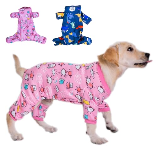 Flying Tail Fleece-Innenschlafanzug für Hunde, niedlicher Herz-Pyjama, Welpen-Overall, warm, weich, Urlaubskleidung für kleine, mittelgroße und große Katzen und Hunde (Rosa, L) von FLYING TAIL