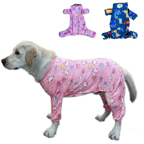 Flying Tail Fleece-Innenschlafanzug für Hunde, niedlicher Hunde-Herz-Pyjama, Welpen-Overall, warm, weich, Urlaubskleidung für kleine, mittelgroße und große Katzen und Hunde (Rosa, Größe XXXL) von FLYING TAIL