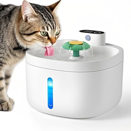 Kabelloser Katzen-Wasserbrunnen, 42000 mAh, batteriebetrieben, schnurloser Katzenbrunnen, 2,6 l, automatischer Haustier-Wasserspender, wiederaufladbarer Trinkbrunnen mit Bewegungssensor für Katzen und Kabelloser Katzen-Wasserbrunnen, 42000 mAh, batteriebetrieben, schnurloser Katzenbrunnen, 2,6 l, automatischer Haustier-Wasserspender, wiederaufladbarer Trinkbrunnen mit Bewegungssensor für Katzen und von FLYINGJOING