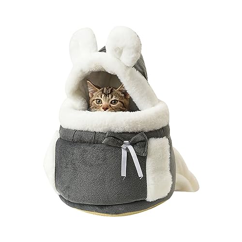 Katzenrucksack – Bequemer und Warmer Rucksack für Haustiere, Ideal für Katzen bis 3 kg (35 x 25 x 27 cm) (Grau) von FM2018XSL