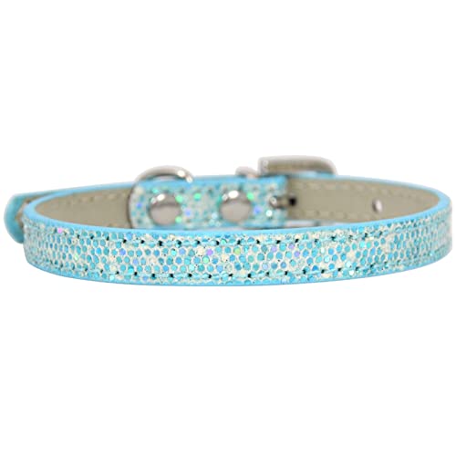 Glänzendes Diamant-Strass-Geschirr, Katzenhalsband, Welpen, Baby, Hund, Katzenhalsband, Lederriemen, Kätzchenzubehör, Welpenhalsband (Color : SkyBlue 2, Size : M) von FNSK