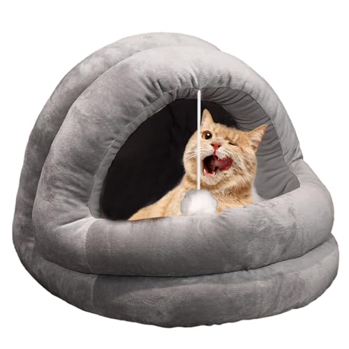 Geschlossenes Katzenbett | Überdachte Haustierbetten für Katzen | Katzenhöhle Betten für Indoor-Katzen, kleine Hunde, Katzenbett Katzenzelt für Kätzchen, kleine Haustiere, Kaninchen Lear-au von FOCCAR