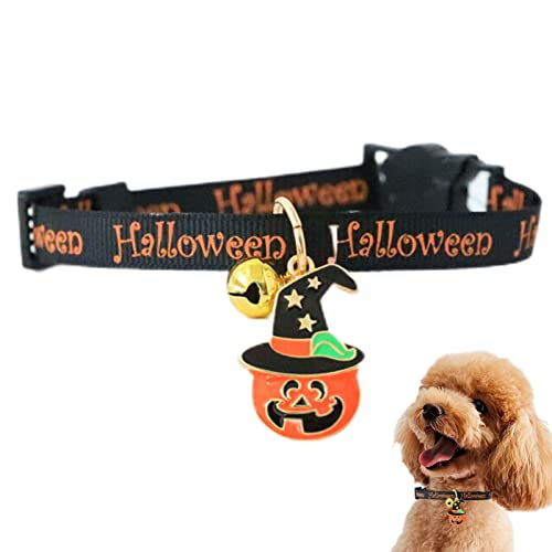 Halloween-Halsbänder für Hunde, Kürbis, Geist, Fledermaus, Halloween-Thema, für Hunde und Katzen, mit Glocke, verstellbare Halsbänder, Halloween-Kostüm, Zubehör, Erntedankfest, Cosplay-Requisiten von FOCCAR
