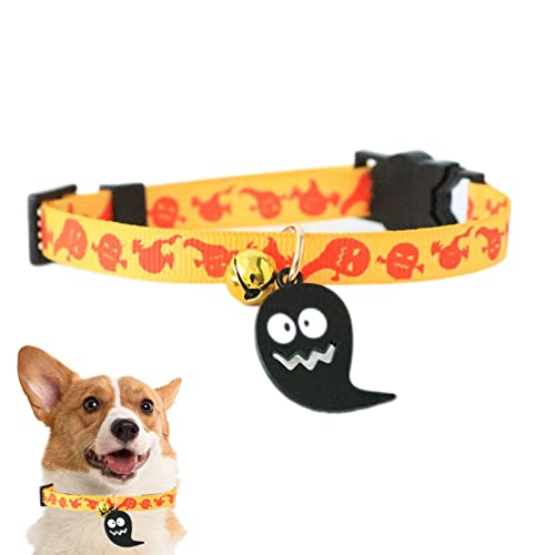 Halloween Haustier Halsband | Bequeme Hundehalsbänder Katze Kostüm Zubehör mit Glocke - Verstellbares Haustierhalsband für Kätzchen Welpen Katzen Kleine Mittlere Hunde Lear-au von FOCCAR