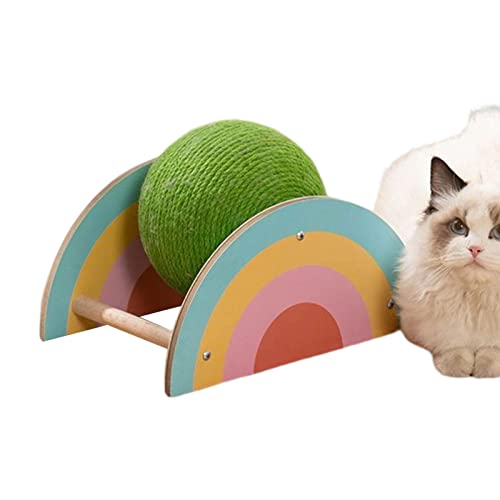 Katzen-Kratzspielzeug mit Sisalball | Katzenkratzball für Katzen und Kätzchen – Exquisites Haustierspielzeug mit frischen grünen Sisalbällen und einer Basis wie ein Regenbogen Lear-au von FOCCAR